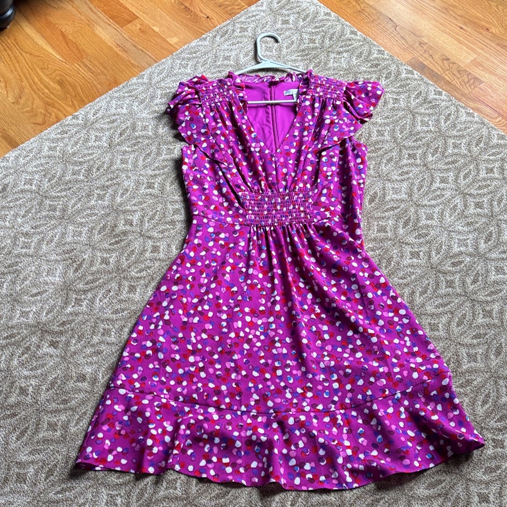 London Times Fuscia Polka Dot Dress